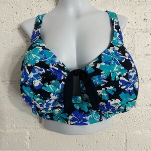 Swimsuits for All Womens Plus Bikini Top 46G Blue Floral Underwire Adj Straps
